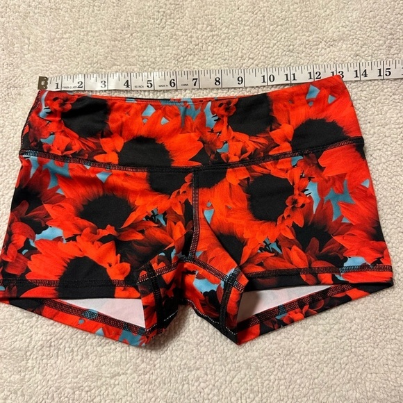 FLEO Red Sunflower Shorts OG CrossFit Bike Short Booty Originals - Picture 3 of 8